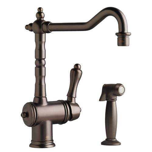 DXV - Victorian Single Handle Kitchen Faucet W/ Side Spray & Lever Handle - Carbon Bronze