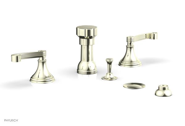 Phylrich - 3Ring Four Hole Bidet Set - Curved Lever Handles
