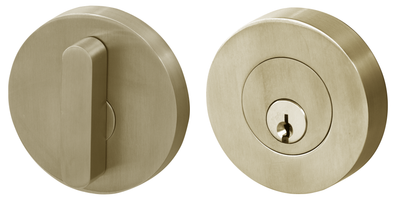 Linnea - Single Cylinder Deadbolt. Round trim, Oval turnpiece. 63mm diam. Inch