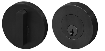 Linnea - Single Cylinder Deadbolt. Round trim, Oval turnpiece. 63mm diam. Inch