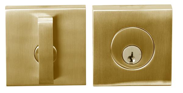 Linnea - Single Cylinder Deadbolt. Square trim, Rectangular turnpiece. 63 x 63mm.