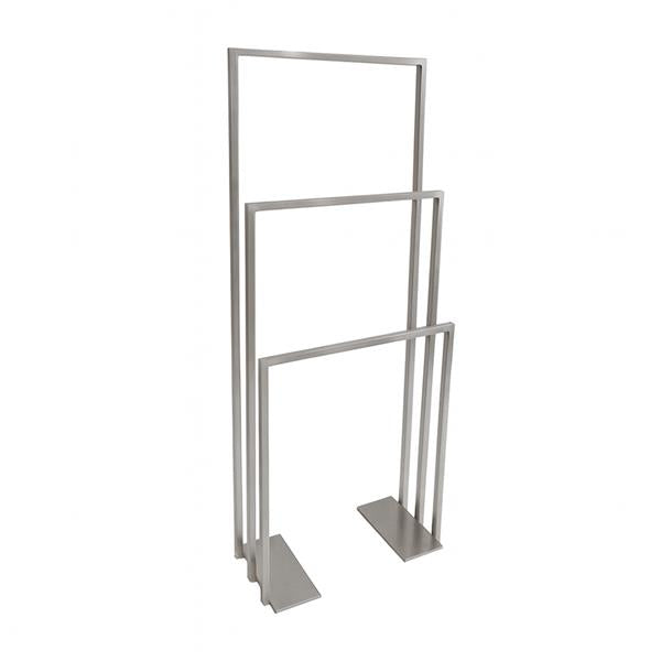 Lacava - Linea Floor-Mount Triple Towel Stand Made Of Stainless Steel, Fixing Floor Kit Included. W: 19 3/4”
 D: 9” H: 55 1/8”