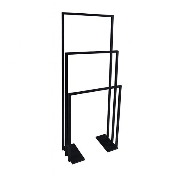 Lacava - Linea Floor-Mount Triple Towel Stand Made Of Stainless Steel, Fixing Floor Kit Included. W: 19 3/4”
 D: 9” H: 55 1/8”