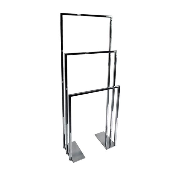 Lacava - Linea Floor-Mount Triple Towel Stand Made Of Stainless Steel, Fixing Floor Kit Included. W: 19 3/4”
 D: 9” H: 55 1/8”