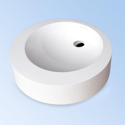 Lacava - La Scala Round Solid Surface Vessel Washbasin With Overflow And Decorative Drain Cover (Drain Not Included), Finished Back.