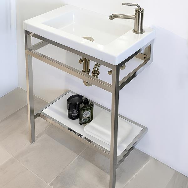 Lacava - Dimini Floor-Standing Console Stand With A Towel Bar (Bathroom Sink 5272 Sold Separately). It Must Be Attached To Wall.