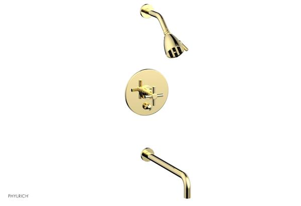 Phylrich - Basic Pressure Balance Tub and Shower Set 14 Inch Spout - Cross Handle