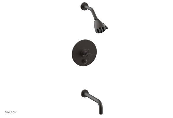 Phylrich - Basic Pressure Balance Tub and Shower Set 10 Inch Spout - Blade Cross Handle