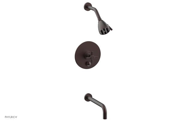 Phylrich - Basic Pressure Balance Tub and Shower Set 10 Inch Spout - Blade Cross Handle