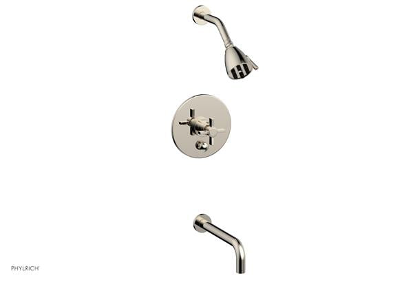 Phylrich - Basic Pressure Balance Tub and Shower Set 10 Inch Spout - Blade Cross Handle