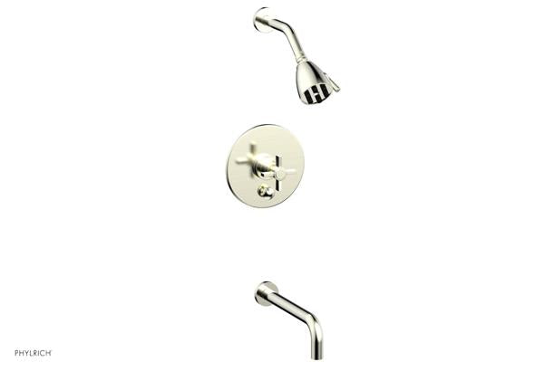 Phylrich - Basic Pressure Balance Tub and Shower Set 10 Inch Spout - Blade Cross Handle