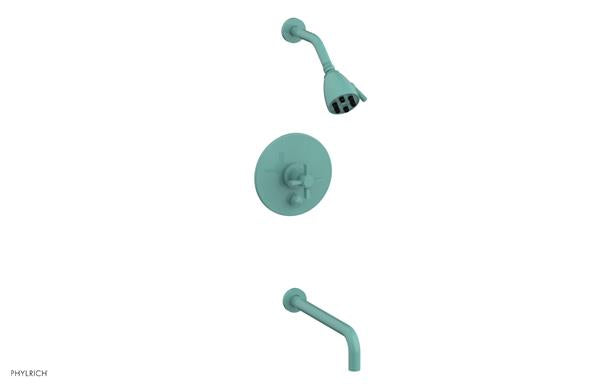 Phylrich - Basic Pressure Balance Tub and Shower Set 12 Inch Spout - Blade Cross Handle