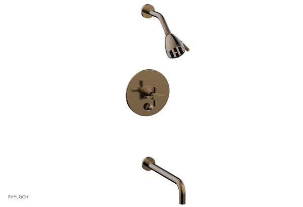 Phylrich - Basic Pressure Balance Tub and Shower Set 12 Inch Spout - Blade Cross Handle