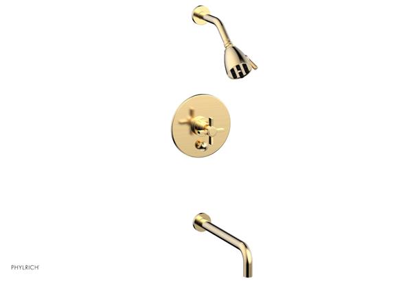 Phylrich - Basic Pressure Balance Tub and Shower Set 12 Inch Spout - Blade Cross Handle