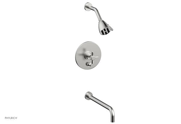 Phylrich - Basic Pressure Balance Tub and Shower Set 14 Inch Spout - Blade Cross Handle