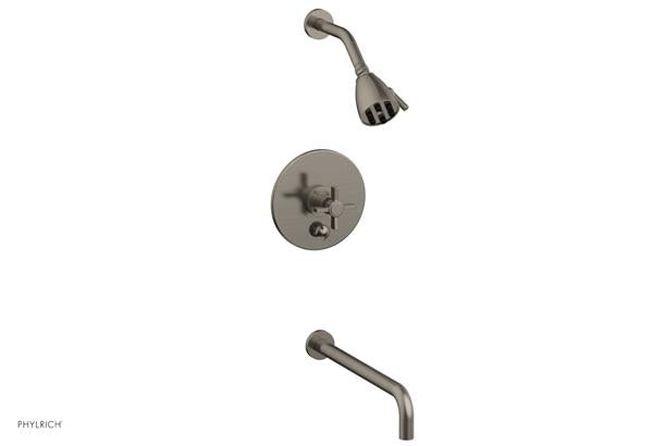 Phylrich - Basic Pressure Balance Tub and Shower Set 14 Inch Spout - Blade Cross Handle