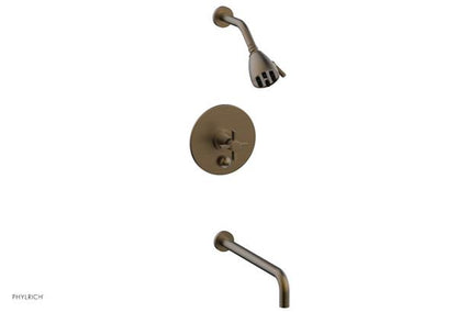 Phylrich - Basic Pressure Balance Tub and Shower Set 14 Inch Spout - Blade Cross Handle