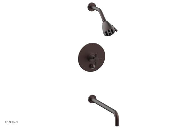 Phylrich - Basic Pressure Balance Tub and Shower Set 14 Inch Spout - Blade Cross Handle