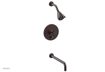 Phylrich - Basic Pressure Balance Tub and Shower Set 14 Inch Spout - Blade Cross Handle