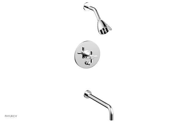 Phylrich - Basic Pressure Balance Tub and Shower Set 14 Inch Spout - Blade Cross Handle