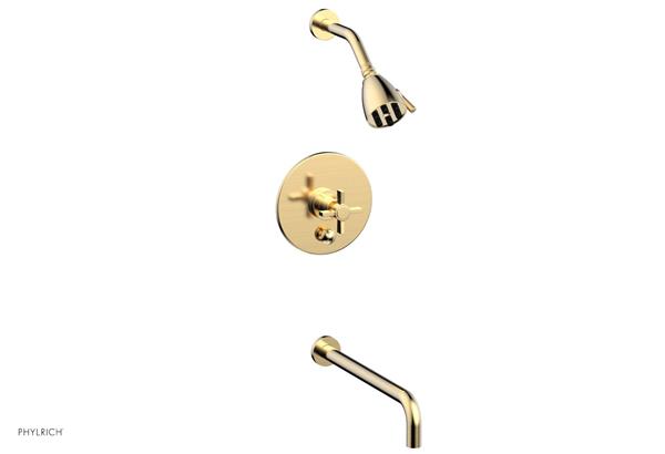 Phylrich - Basic Pressure Balance Tub and Shower Set 14 Inch Spout - Blade Cross Handle