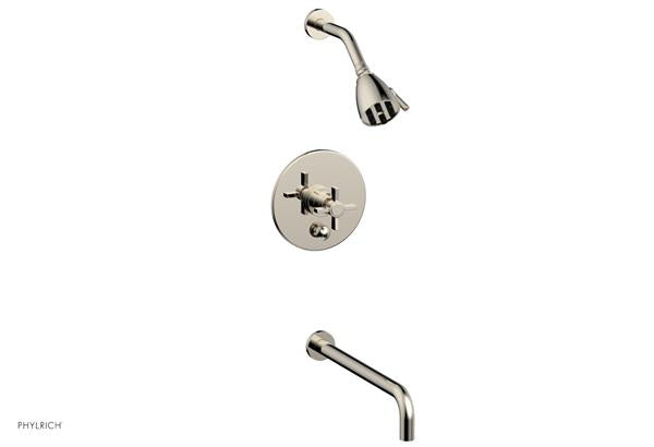 Phylrich - Basic Pressure Balance Tub and Shower Set 14 Inch Spout - Blade Cross Handle