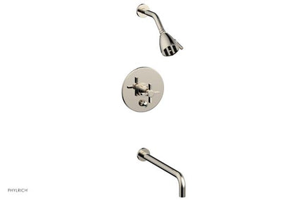 Phylrich - Basic Pressure Balance Tub and Shower Set 14 Inch Spout - Blade Cross Handle