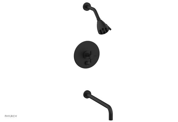 Phylrich - Basic Pressure Balance Tub and Shower Set 14 Inch Spout - Blade Cross Handle
