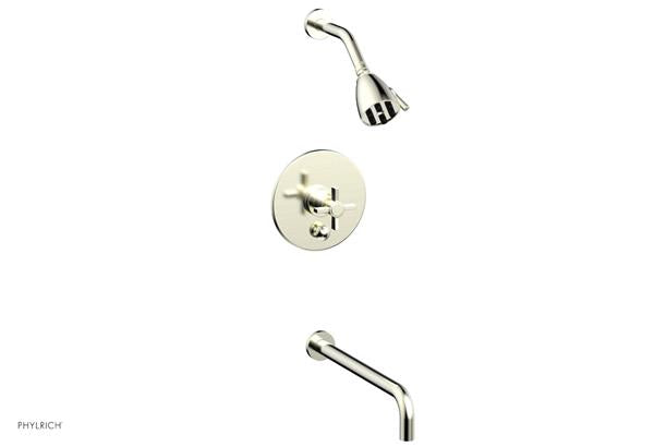 Phylrich - Basic Pressure Balance Tub and Shower Set 14 Inch Spout - Blade Cross Handle
