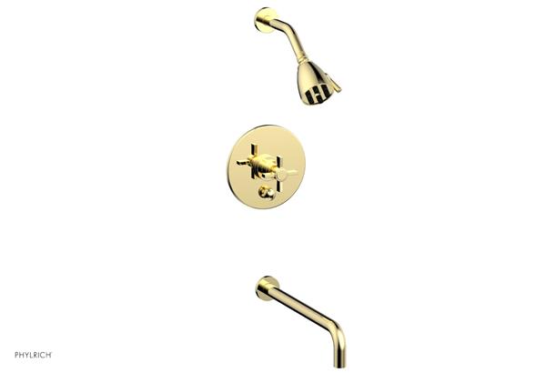 Phylrich - Basic Pressure Balance Tub and Shower Set 14 Inch Spout - Blade Cross Handle