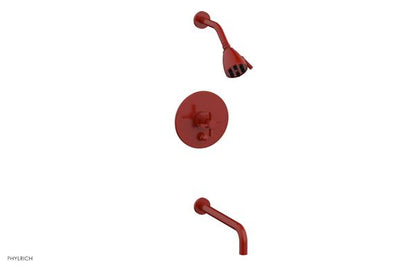 Phylrich - Basic Pressure Balance Tub and Shower Set 7 1/2 Inch Spout - Blade Cross Handle