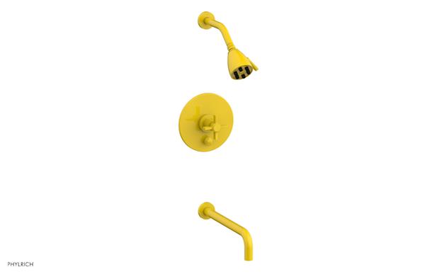 Phylrich - Basic Pressure Balance Tub and Shower Set 7 1/2 Inch Spout - Blade Cross Handle