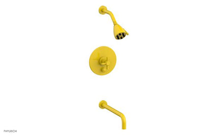 Phylrich - Basic Pressure Balance Tub and Shower Set 7 1/2 Inch Spout - Blade Cross Handle
