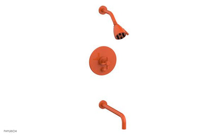 Phylrich - Basic Pressure Balance Tub and Shower Set 7 1/2 Inch Spout - Blade Cross Handle