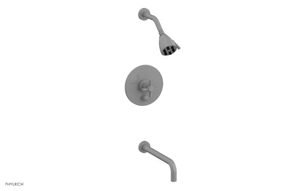 Phylrich - Basic Pressure Balance Tub and Shower Set 7 1/2 Inch Spout - Blade Cross Handle