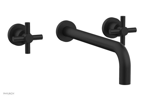 Phylrich - Basic Wall Lavatory Set 12 Inch Spout - Tubular Cross Handles