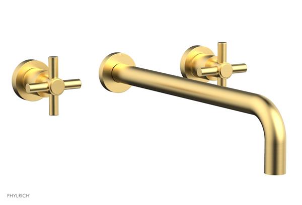 Phylrich - Basic Wall Lavatory Set 14 Inch Spout - Tubular Cross Handles