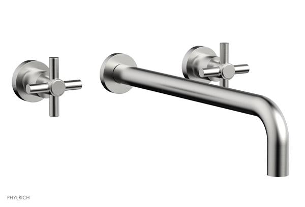Phylrich - Basic Wall Lavatory Set 14 Inch Spout - Tubular Cross Handles