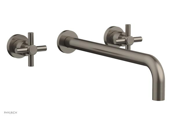 Phylrich - Basic Wall Lavatory Set 14 Inch Spout - Tubular Cross Handles