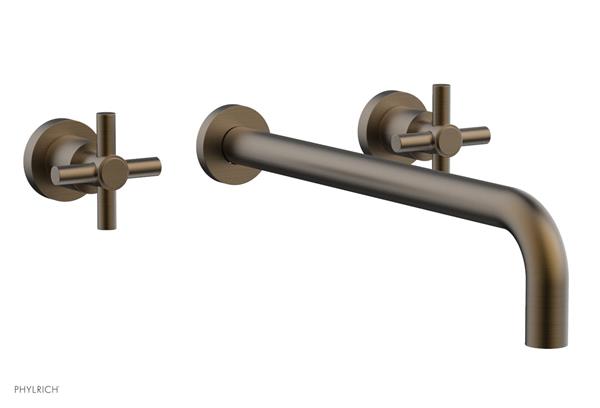 Phylrich - Basic Wall Lavatory Set 14 Inch Spout - Tubular Cross Handles