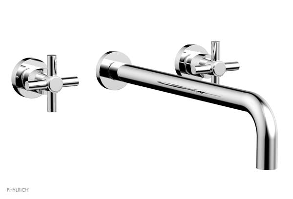 Phylrich - Basic Wall Lavatory Set 14 Inch Spout - Tubular Cross Handles
