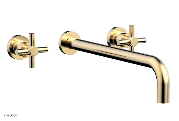 Phylrich - Basic Wall Lavatory Set 14 Inch Spout - Tubular Cross Handles