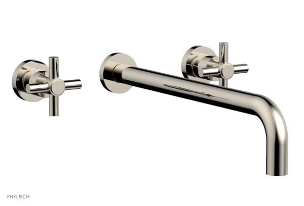 Phylrich - Basic Wall Lavatory Set 14 Inch Spout - Tubular Cross Handles