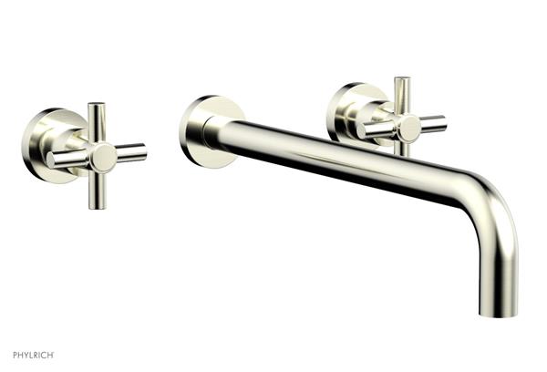 Phylrich - Basic Wall Lavatory Set 14 Inch Spout - Tubular Cross Handles