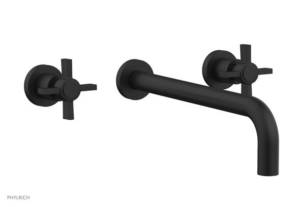 Phylrich - Basic Wall Lavatory Set 12 Inch Spout - Blade Cross Handles