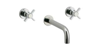 Phylrich - Basic Wall Lavatory Set 7 1/2 Inch Spout - Blade Cross Handles