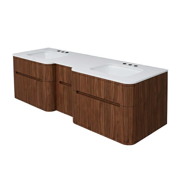 Lacava - Eleganza Wall Mount Under-Counter Double Vanity With Four Finger Routed Drawers