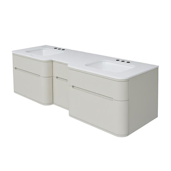 Lacava - Eleganza Wall Mount Under-Counter Double Vanity With Four Finger Routed Drawers