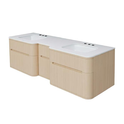 Lacava - Eleganza Wall Mount Under-Counter Double Vanity With Four Finger Routed Drawers