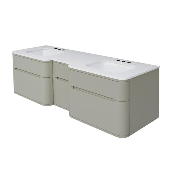 Lacava - Eleganza Wall Mount Under-Counter Double Vanity With Four Finger Routed Drawers